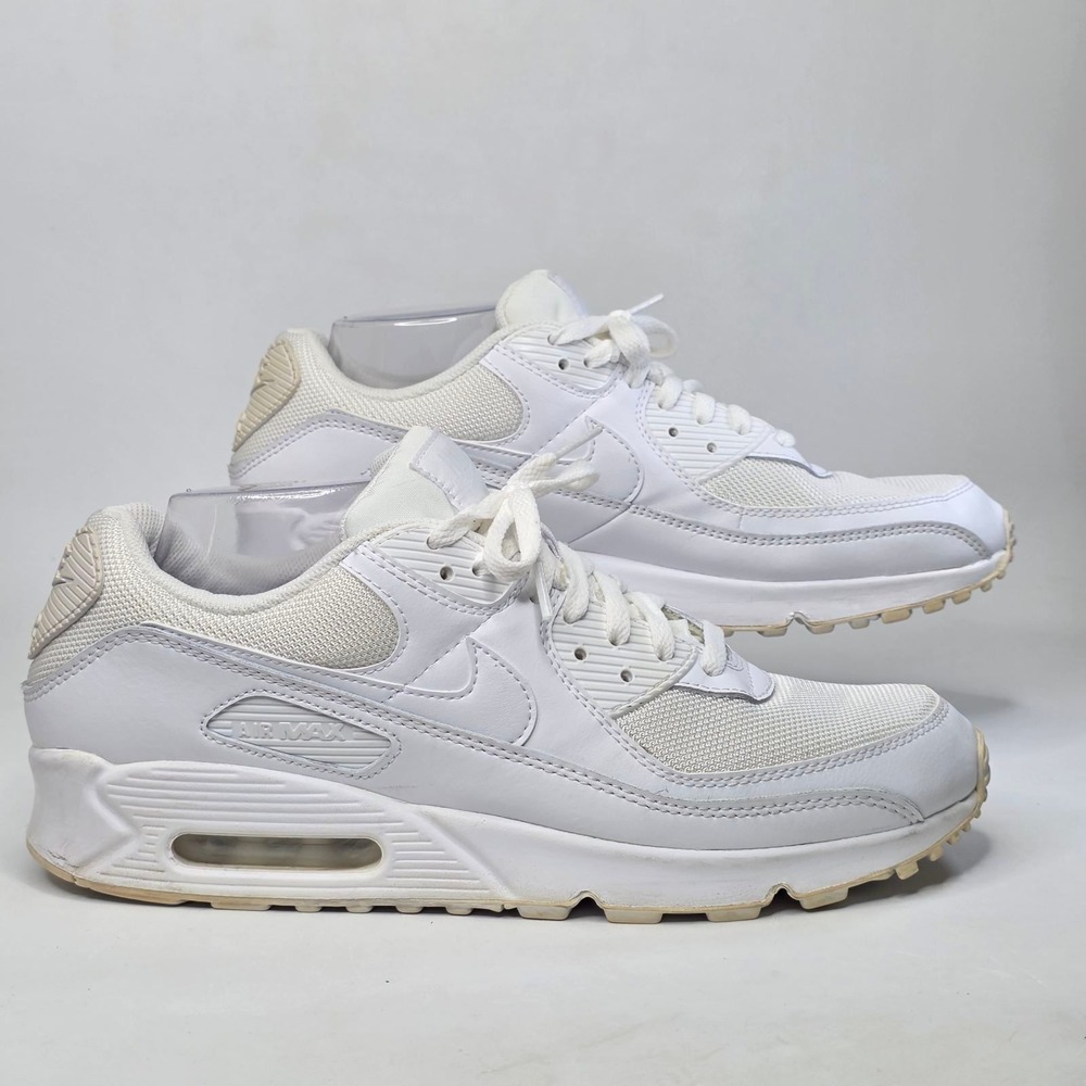 Nike Air Max 90 Sneakers Mens Size 12 Triple White Athletic Running Shoes CN8490